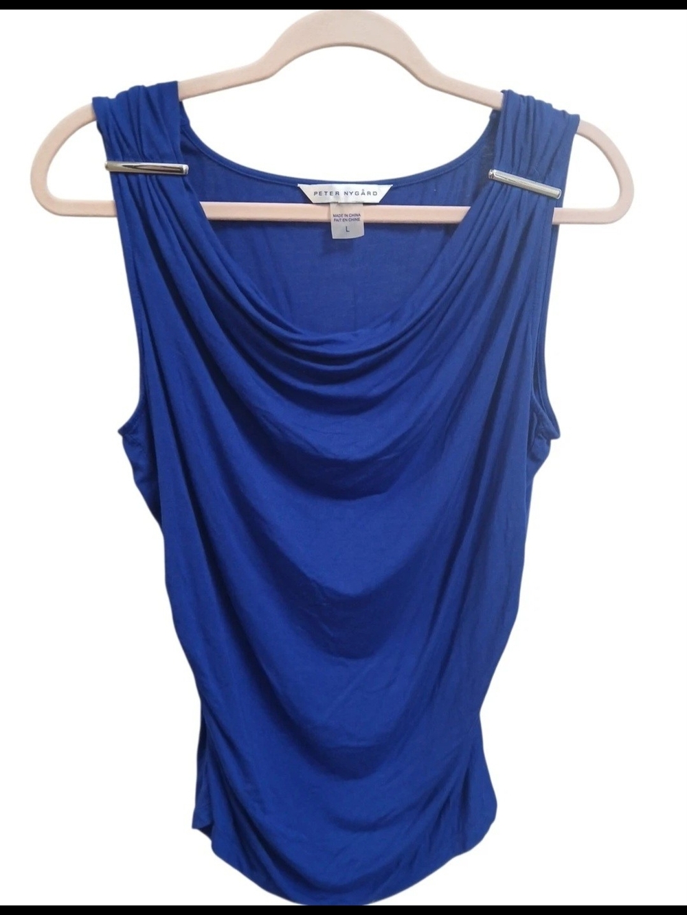 Peter Nygard Cowl Neck Sleeveless Blouse - Royal Blue L #173